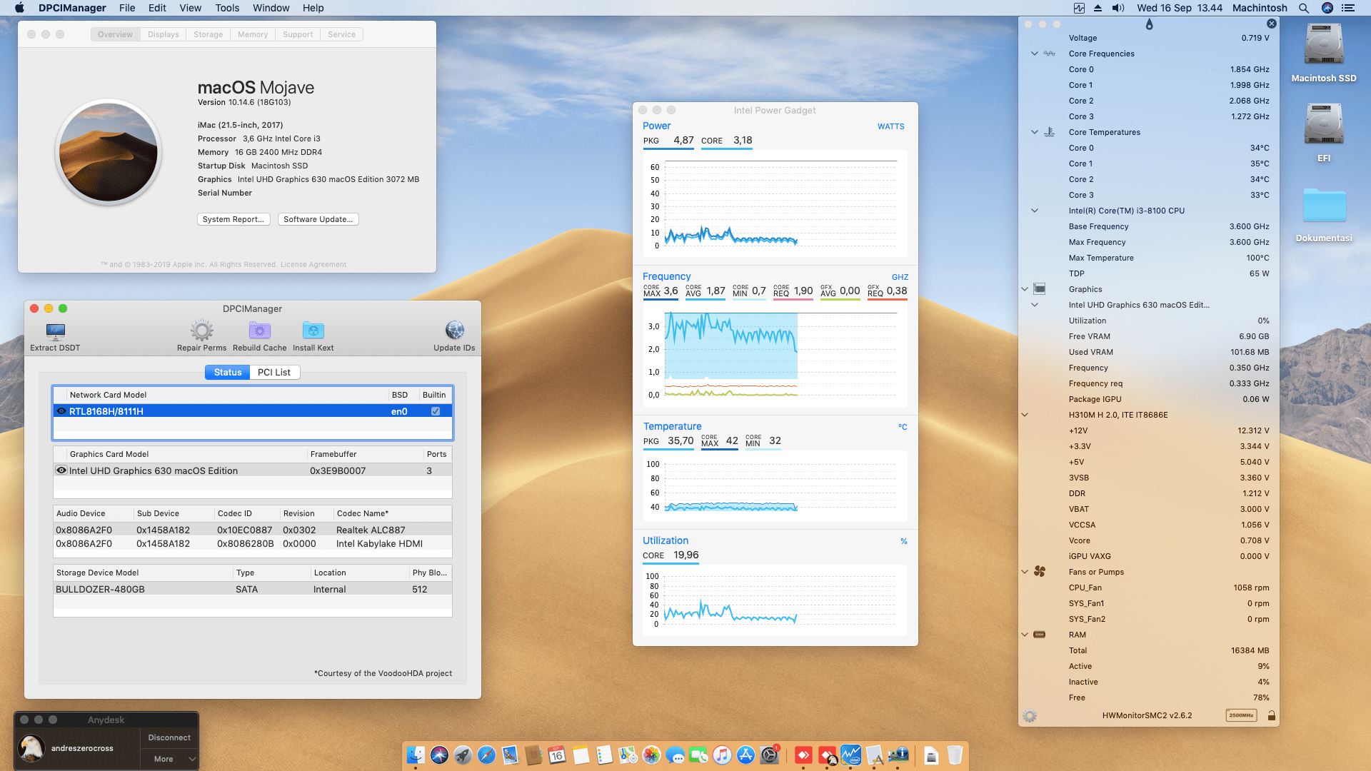 Success Hackintosh macOS Mojave 10.14.6 Build 18G103 in Gigabyte GA-H310M H 2.0 + Intel Core i3 8100